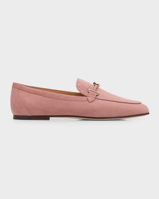 Wrapped T-Ring Suede Loafers
